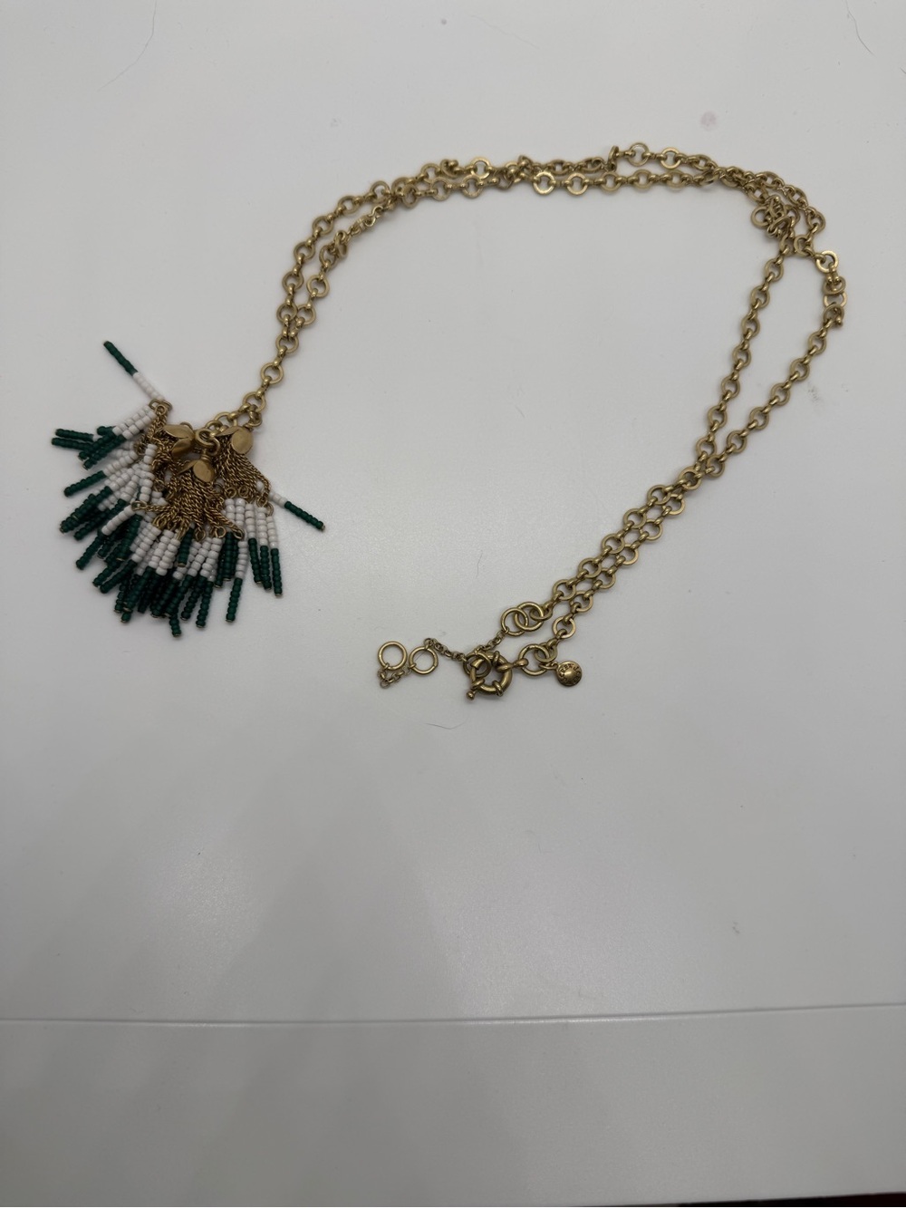 J.Crew Beaded Tassel Statement Necklace